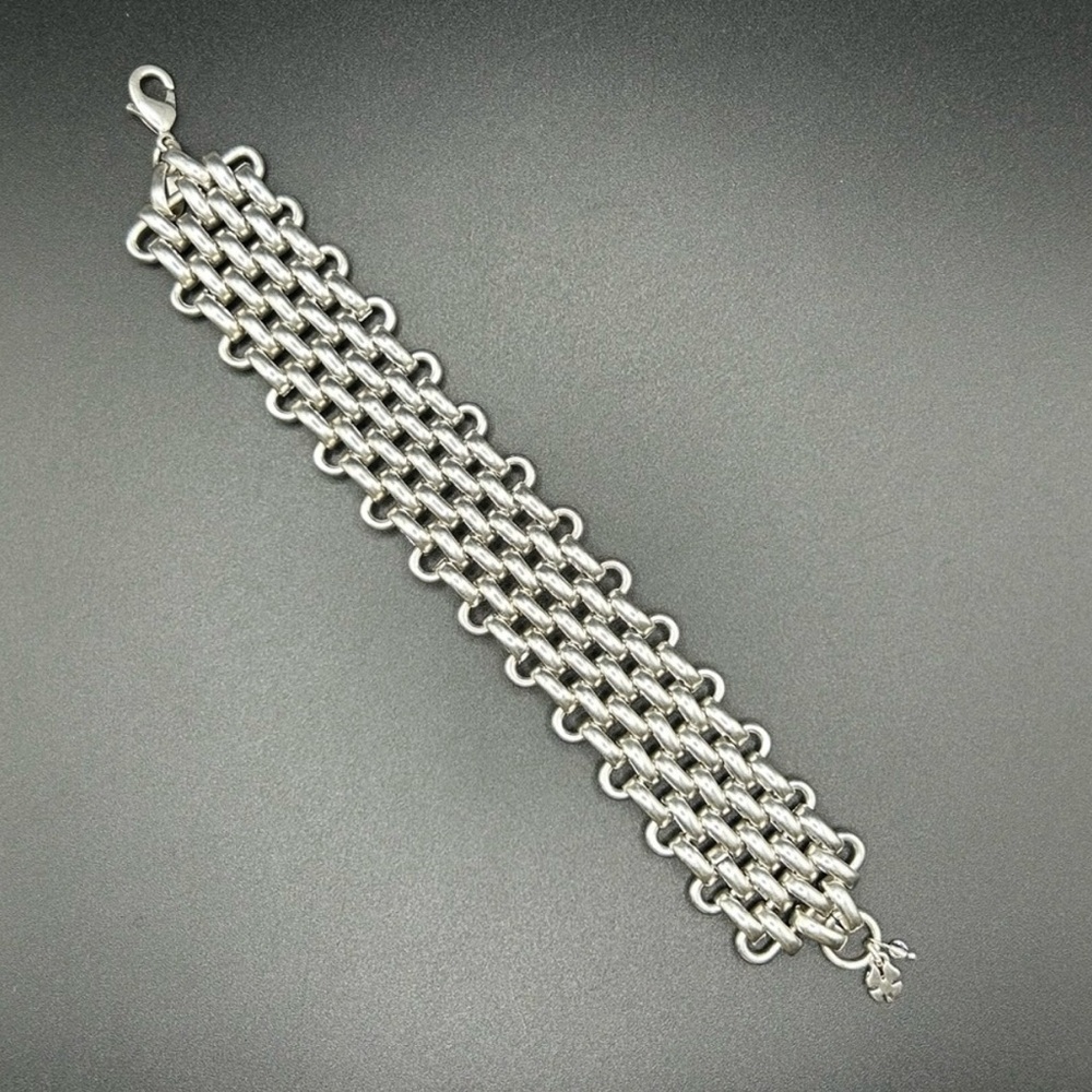 Lucky Brand Chunky Silver Tone Chain Link Mesh Bracelet - Picture 4 of 8